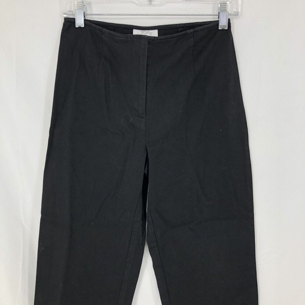 Ann Taylor Loft Stretch Black Embroidered Ankle Pants Sz 2 (26x27)